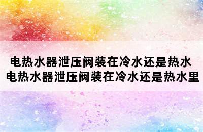 电热水器泄压阀装在冷水还是热水 电热水器泄压阀装在冷水还是热水里